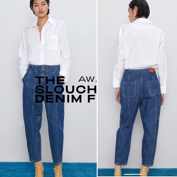 Zara Denim - Zara Z1975 Slouchy Darted Blue Jeans - 6 NEW